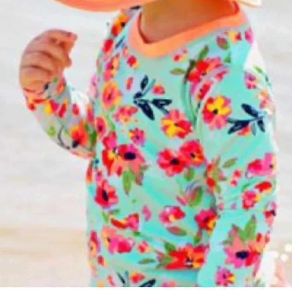 Ruffle Butts Floral Rashguard + Bottoms 2 piece Swimsuit Bathing Suit Set 6-12M